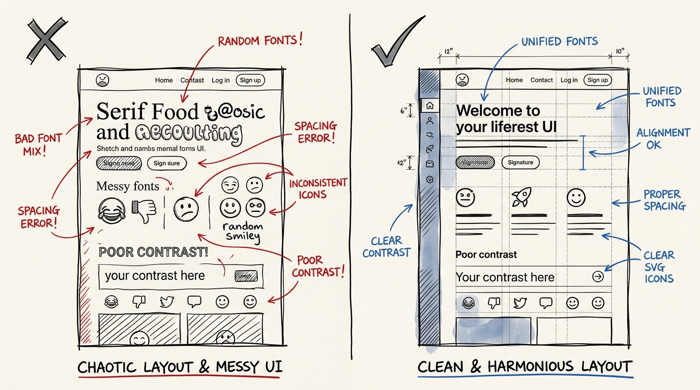 Comparing UI before and after using UI/UX Pro Max Skill